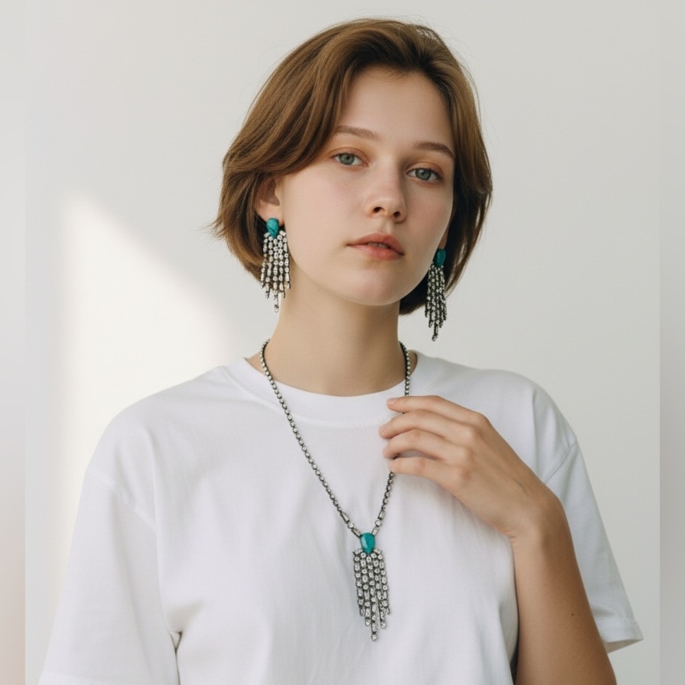 Elegant Silver and Turquoise Jewelry Set